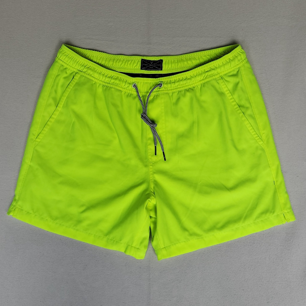 Y2K Neon American Eagle Swim Trunks Men’s L 6” Inseam Yellow Fluorescent Beach